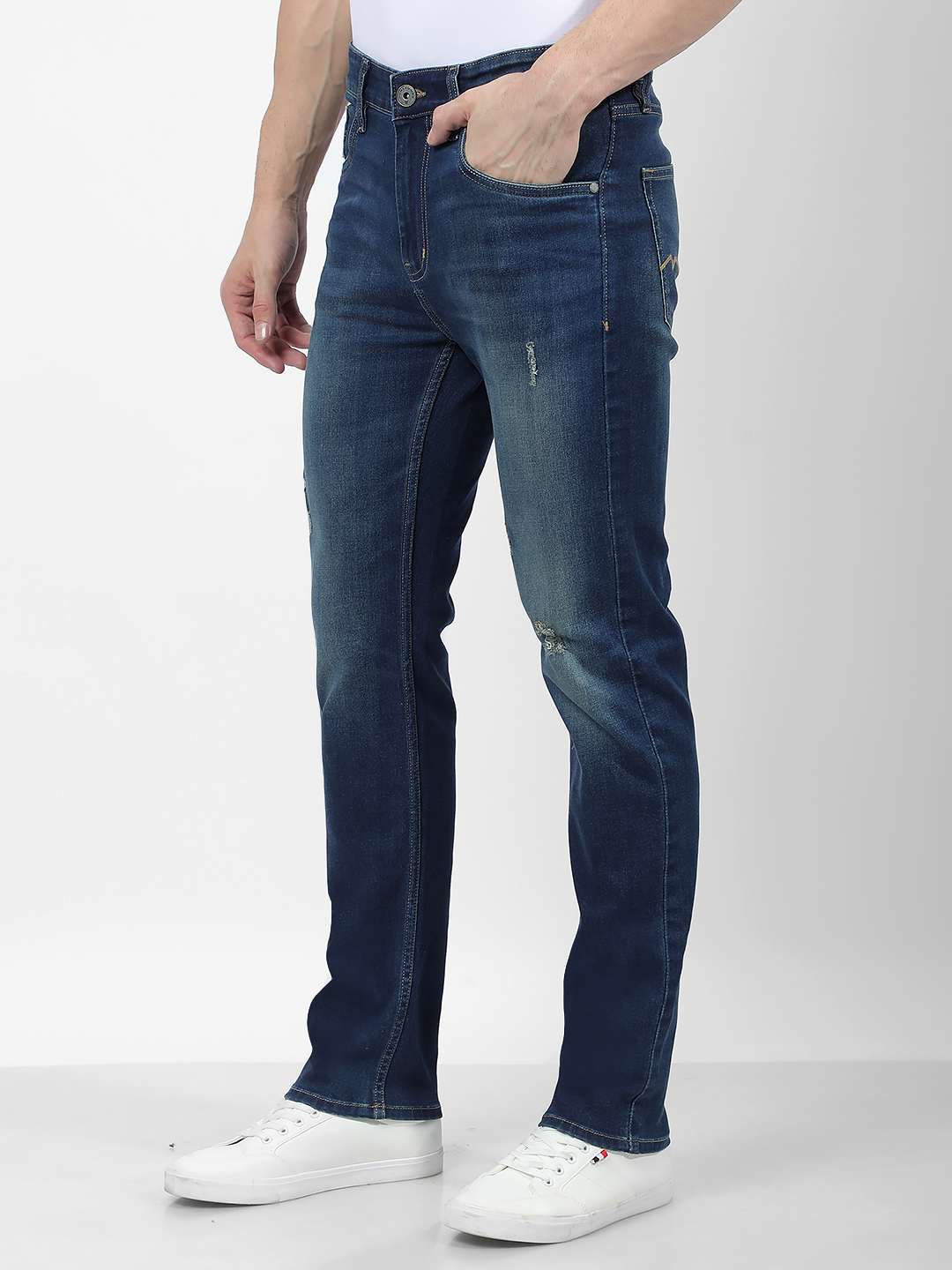Numero Uno Men Faded Dark Blue Jeans